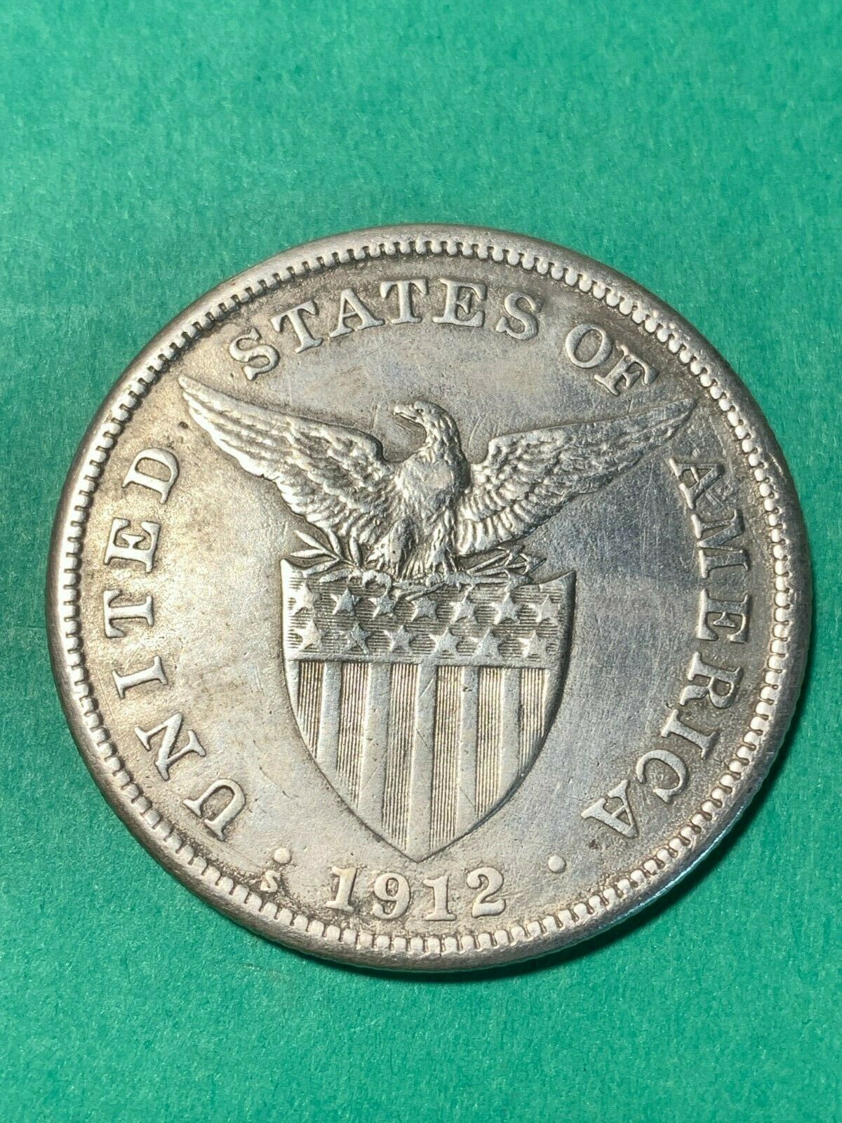 Us Philippines One Peso 1912-s Semi Key Date Scarce Xf/au Details #642