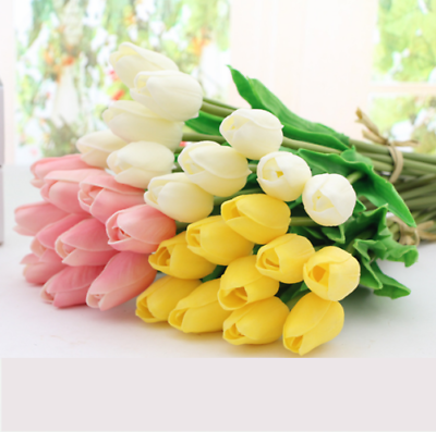 Artificial Tulips Flower Latex Real Touch Bridal Wedding Bouquet Home Decor