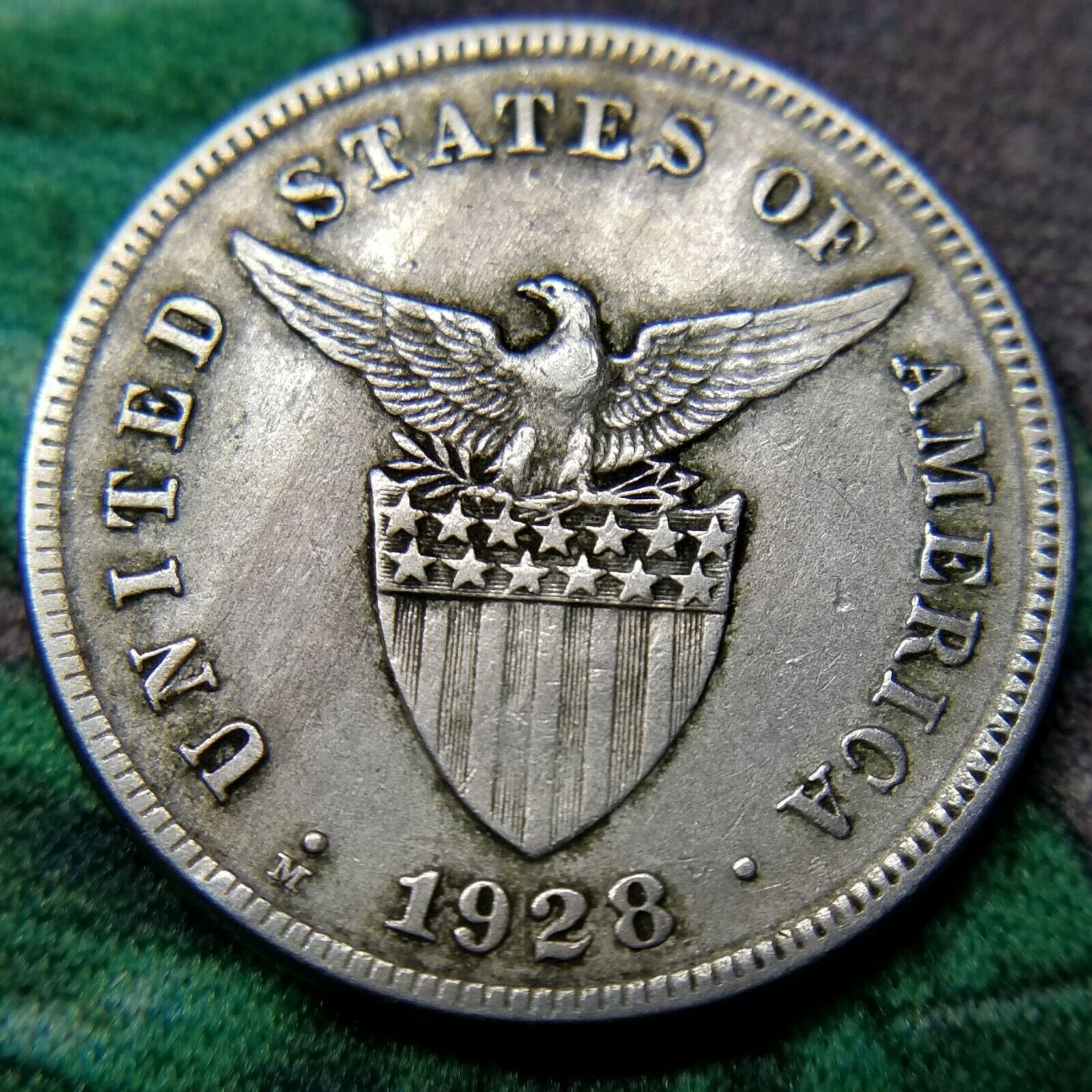 1928-m 5 Centavos Vf Philippines Us Manila Mint Copper-nickel Coin Five Usa