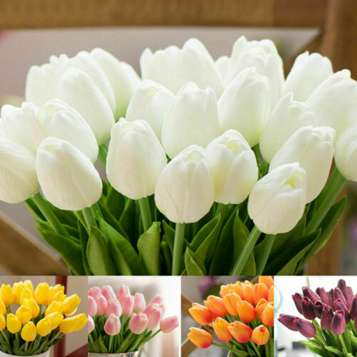 Artificial Tulips Fake Flower Latex Real Touch Bridal Wedding Bouquet Home Decor