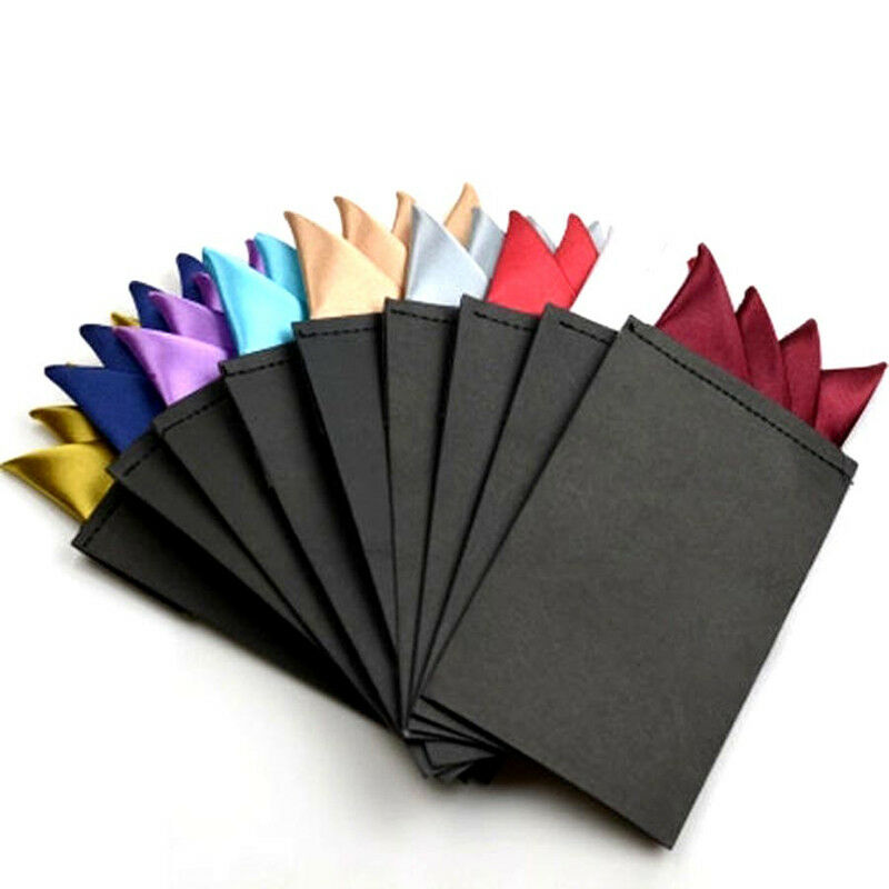 21color Men's Pre-folded Pocket Square Stain Solid Sharp Handkerchief Hankies